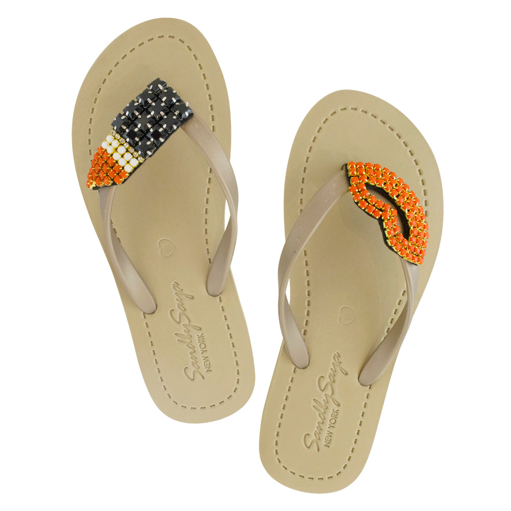 Lips - Rhinestone Flip Flops Flat Sandal