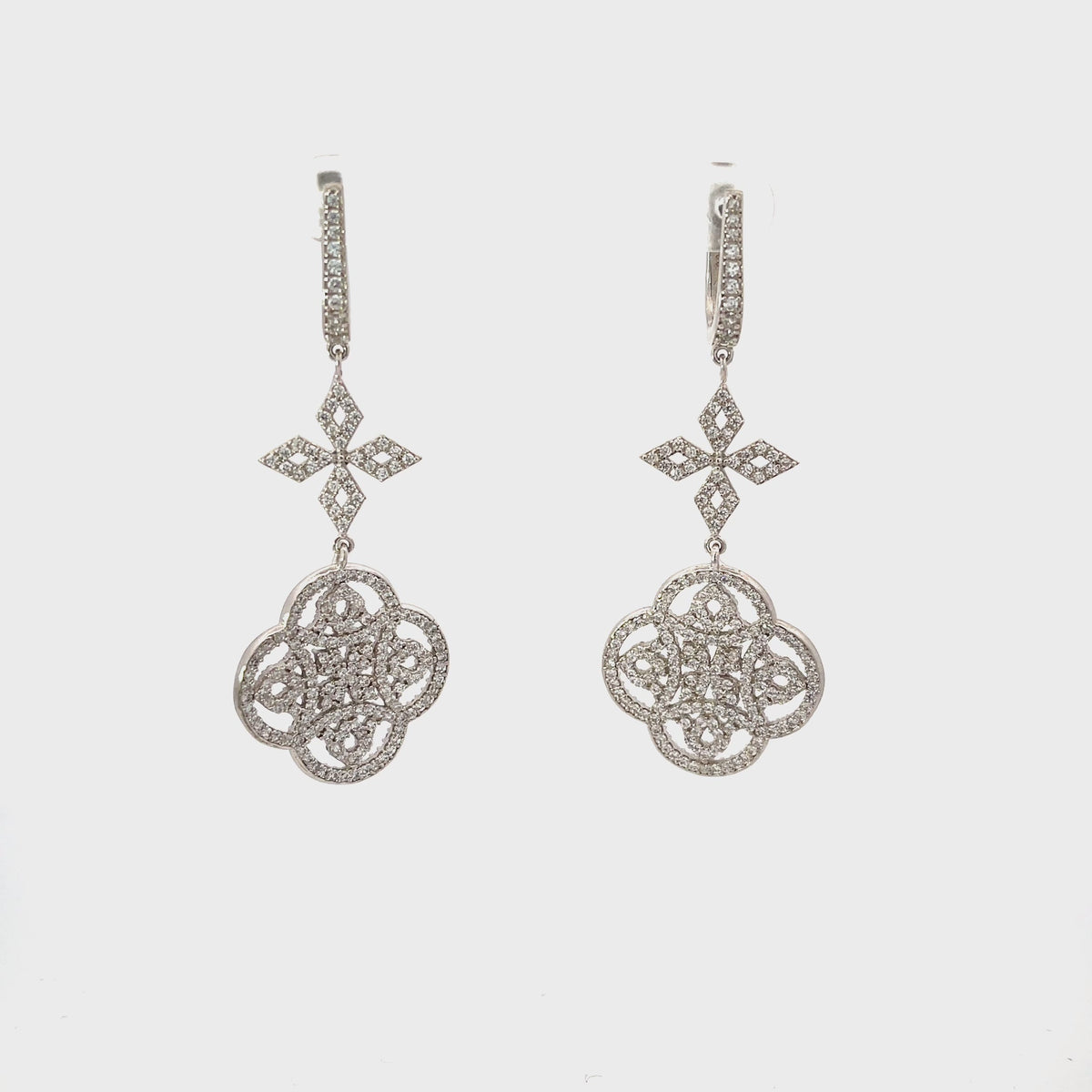 Celtic Knot Clover Drop Earrings Silver