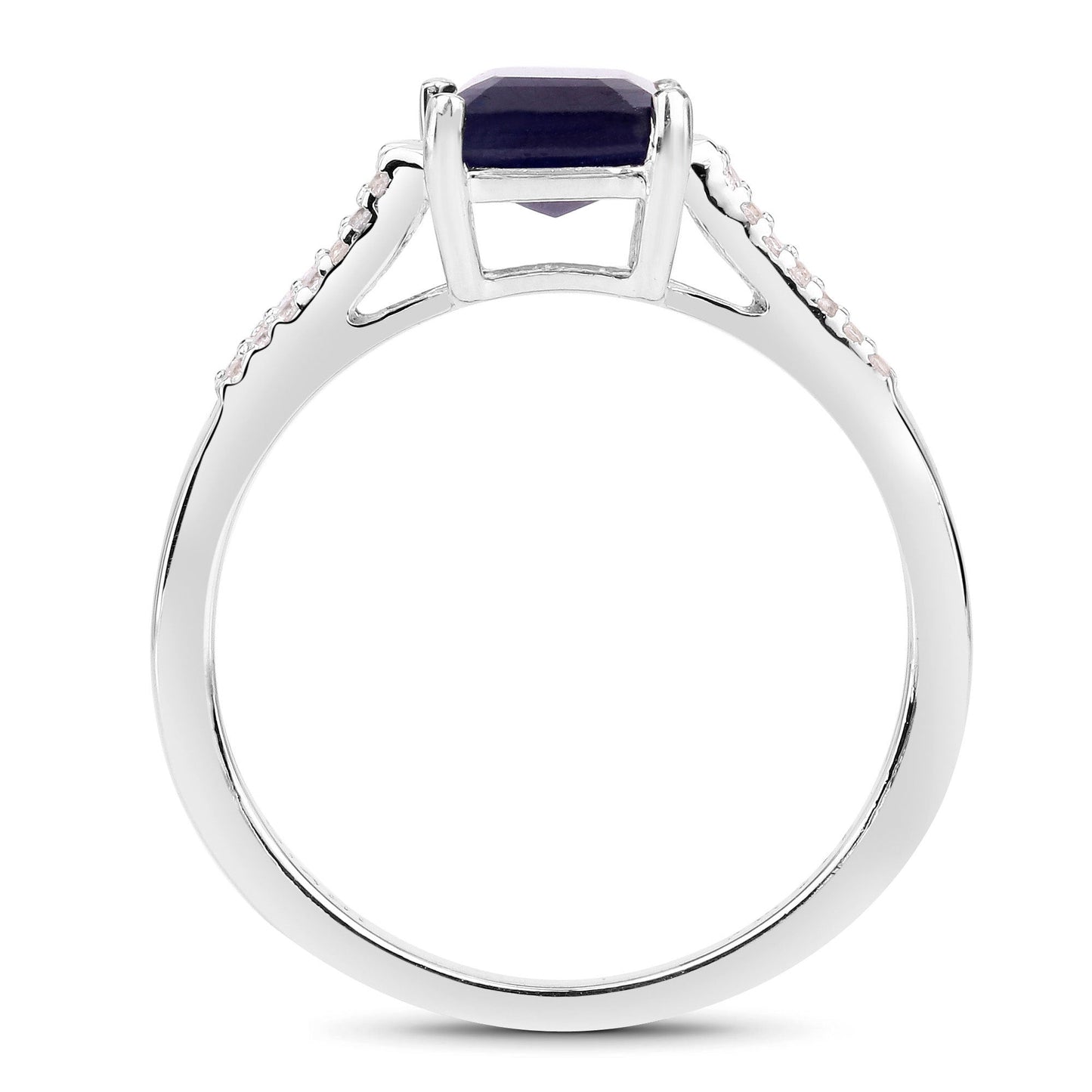 3.07 Carat Glass Filled Sapphire and White Zircon .925 Sterling Silver Ring