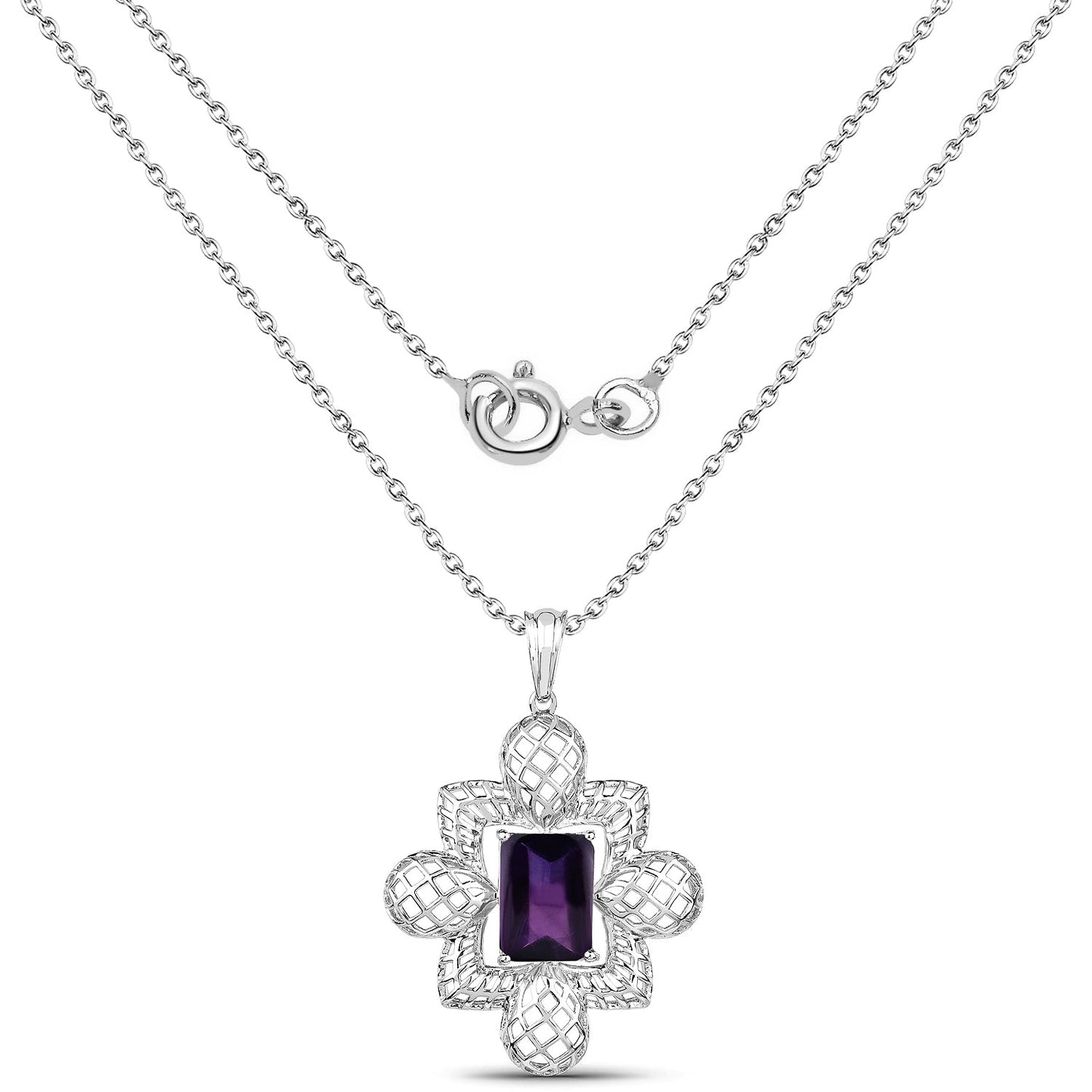 7.80 Carat Genuine Amethyst .925 Sterling Silver Pendant