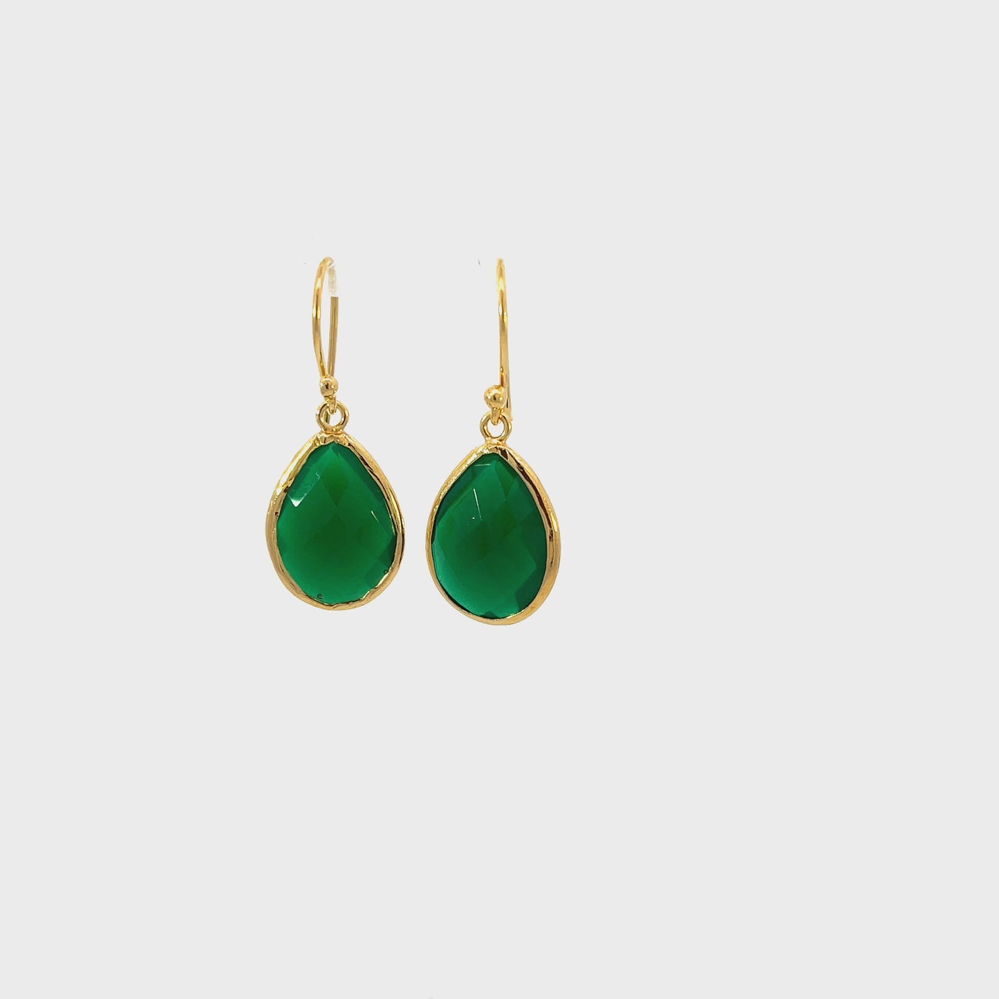 Petite Drop Earrings Green Onyx Gold