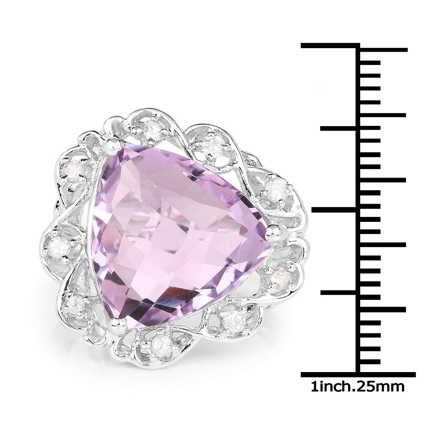 8.86 Carat Genuine Amethyst and White Zircon .925 Sterling Silver Ring