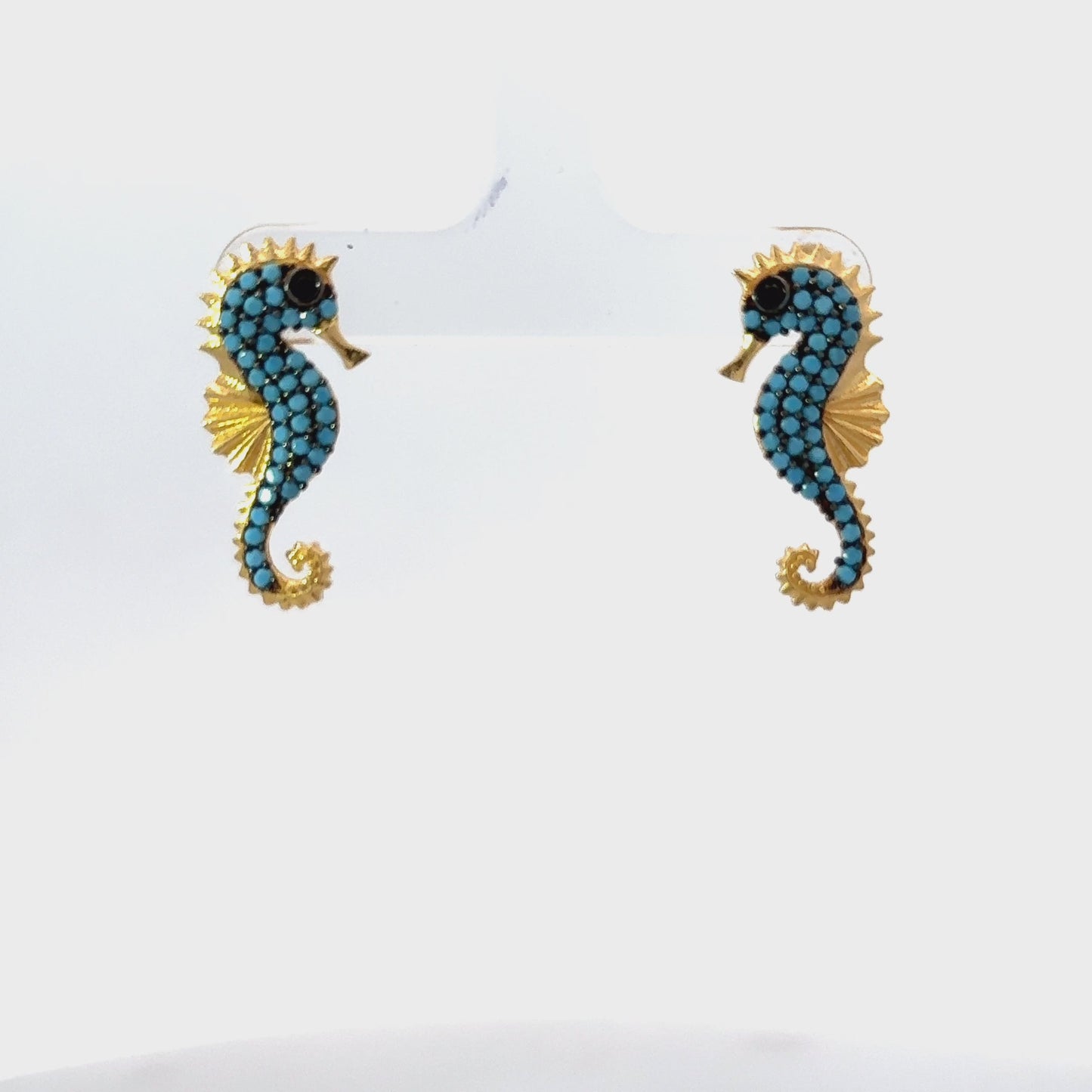 Seahorse Turquoise Earrings Gold