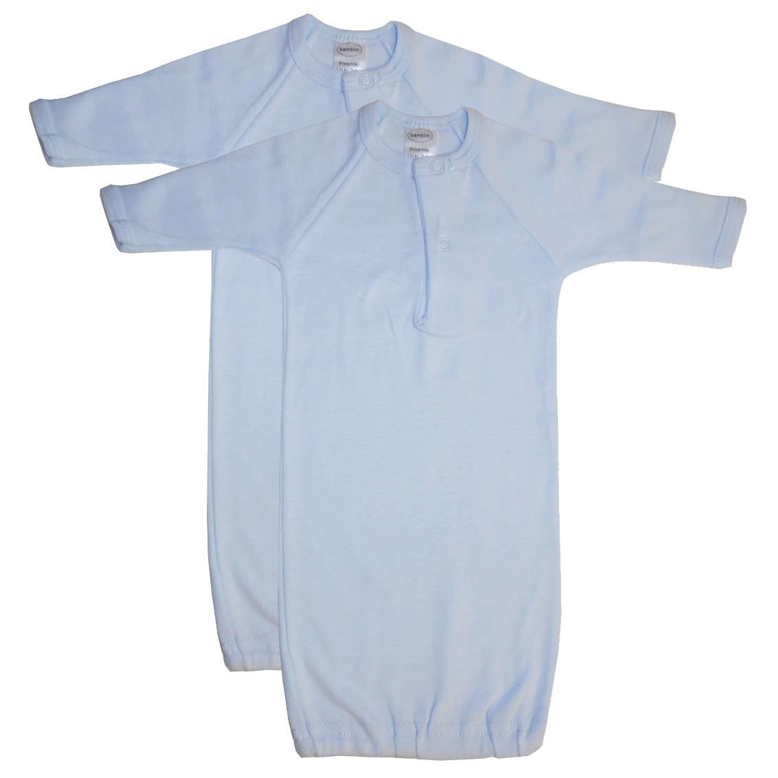 Bambini Preemie Solid Blue Gown - 2 Pack