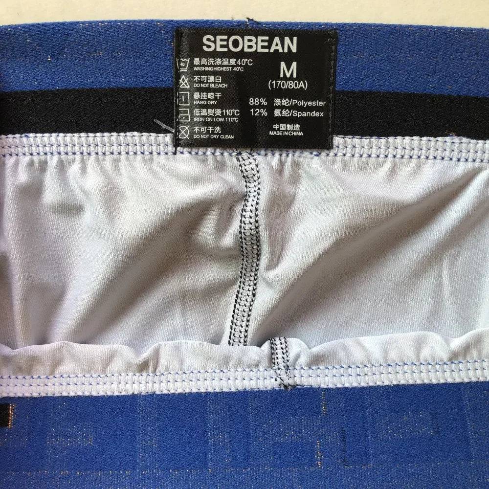 SEOBEAN - Calzoncillos largos, mallas de entrenamiento y leggings de tiro bajo para hombre