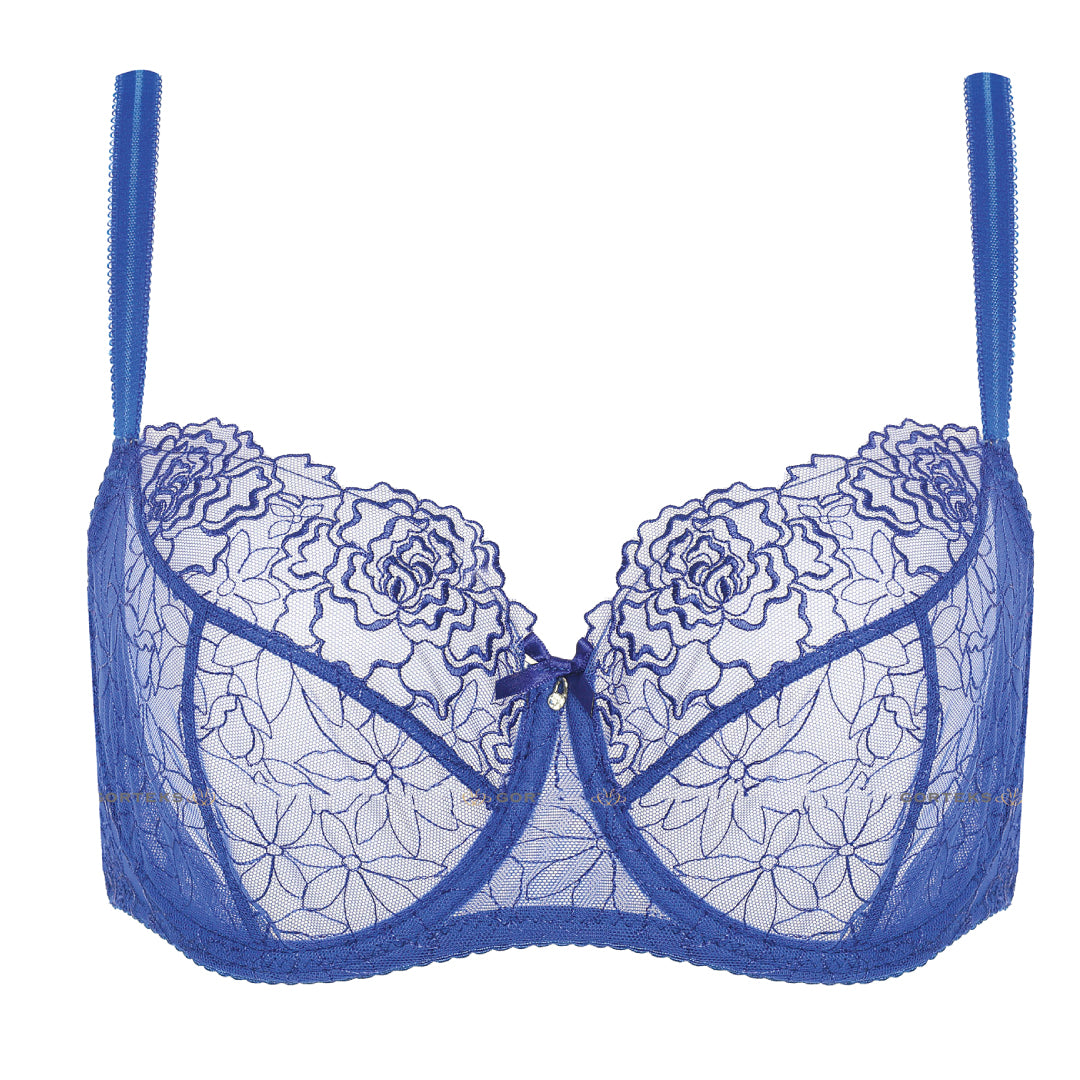 Sheer Lace Balcony Bra Gorteks Pamela Sapphire