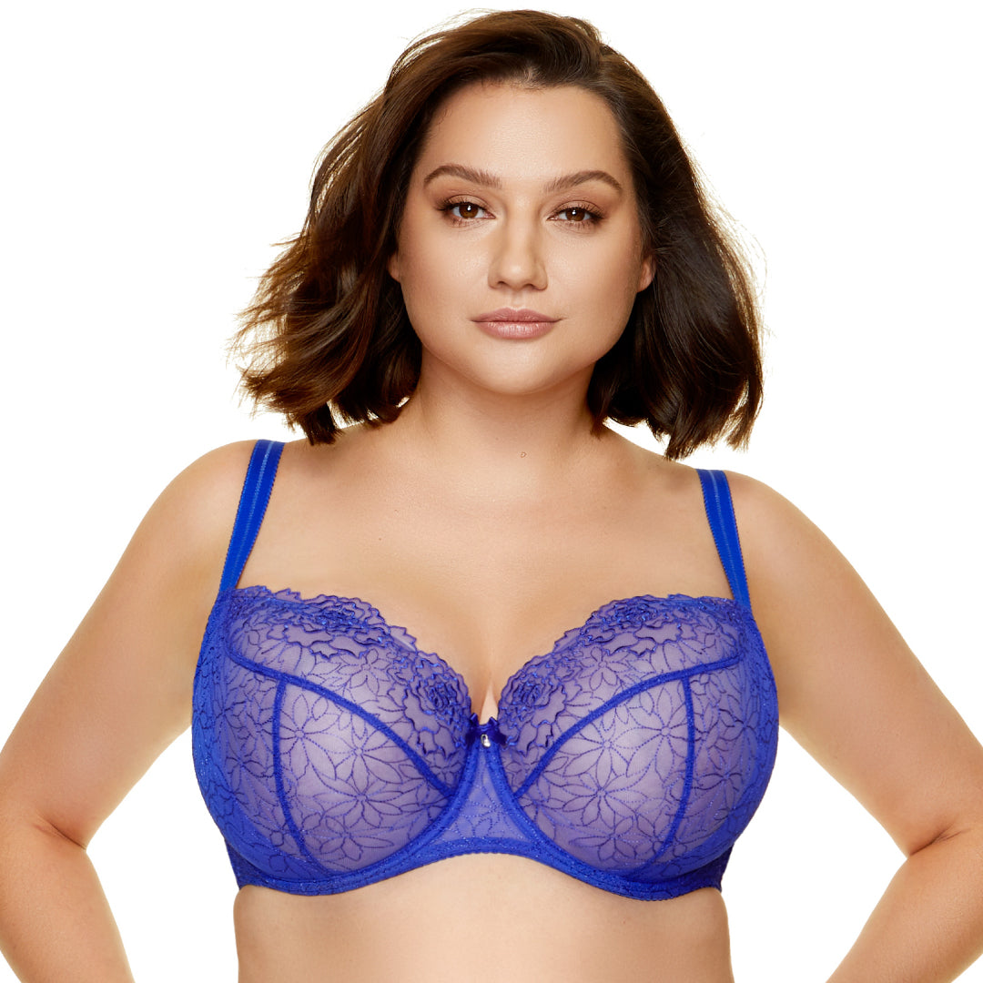 Sheer Lace Balcony Bra Gorteks Pamela Sapphire