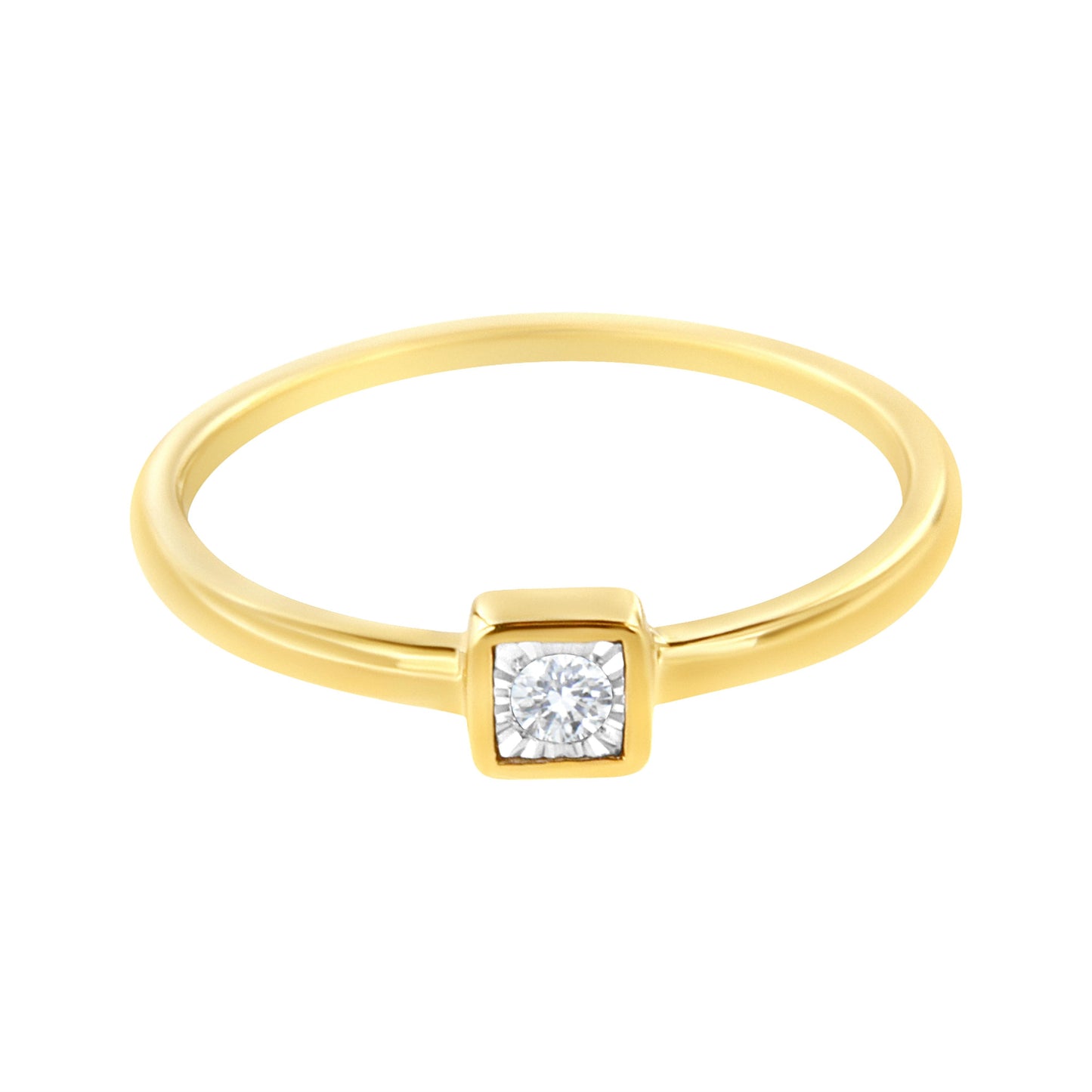14K Yellow Gold Plated .925 Sterling Silver 1/20 cttw Miracle Set Diamond Promise Ring (J-K Color, I1-I2 Clarity) - Size 6