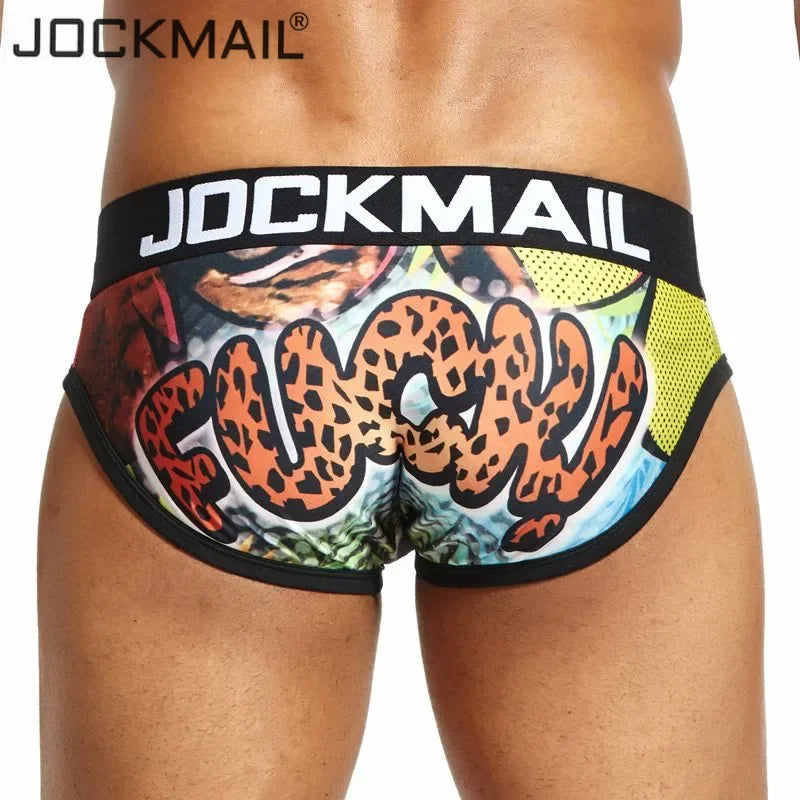 Men's Nylon Ice Silk Animal Cartoon Print Underwear Brief