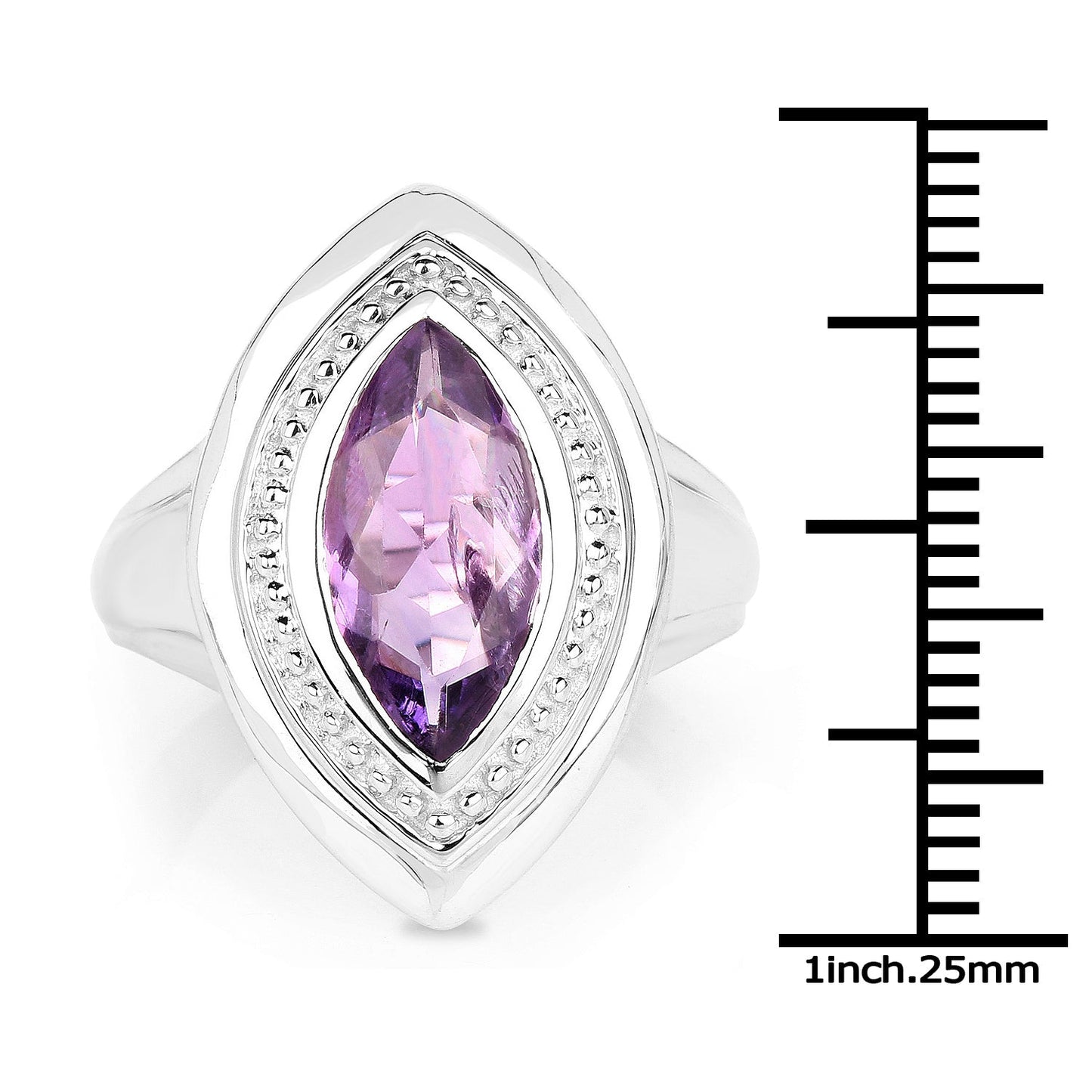 2.00 Carat Genuine Amethyst .925 Sterling Silver Ring