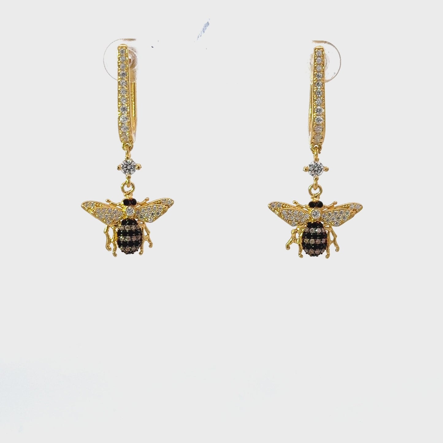 Honey Bee Drop Earrings Gold