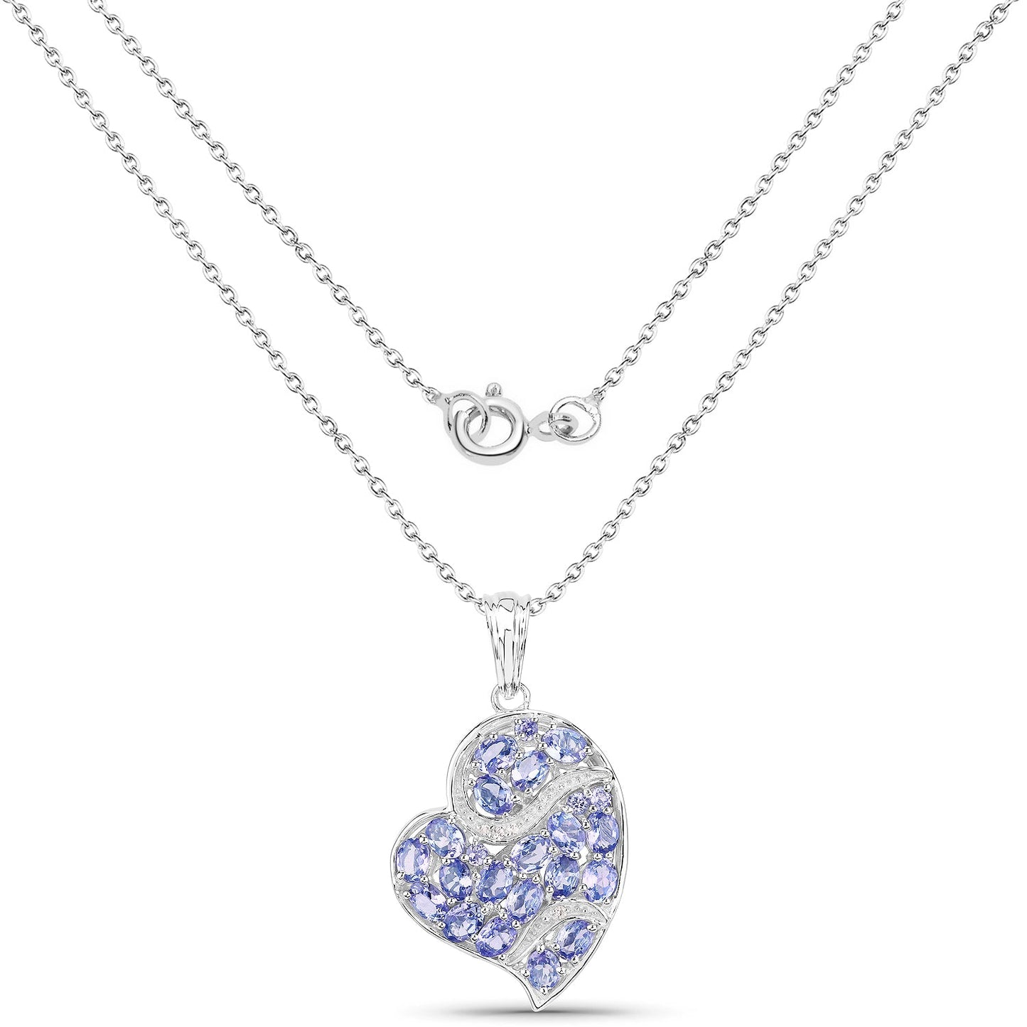 3.40 Carat Genuine Tanzanite and White Topaz .925 Sterling Silver Pendant