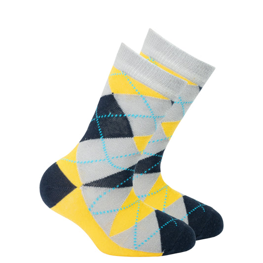 Kids Yellow Coal Argyle Socks