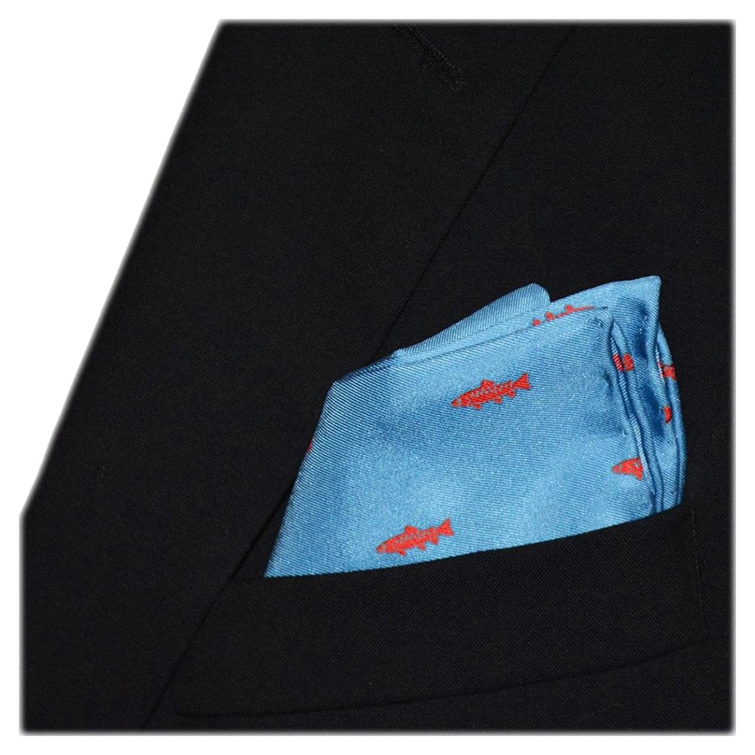 Trout Pocket Square - Light Blue