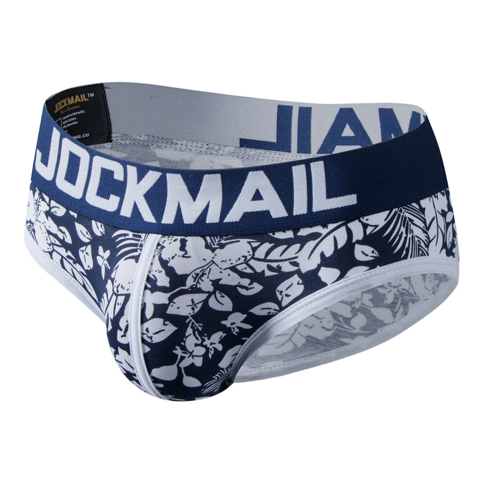 JOCKMAIL Men's Print Underwear Brief (Bulge Pouch, Low Waist, Cotton)