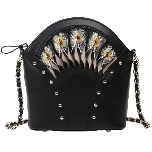 Feather Black Shoulder Bag