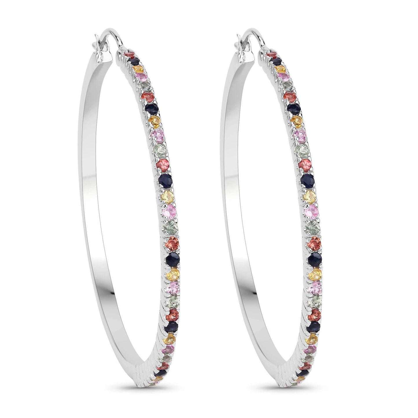 2.24 Carat Genuine Multi Sapphire .925 Sterling Silver Earrings