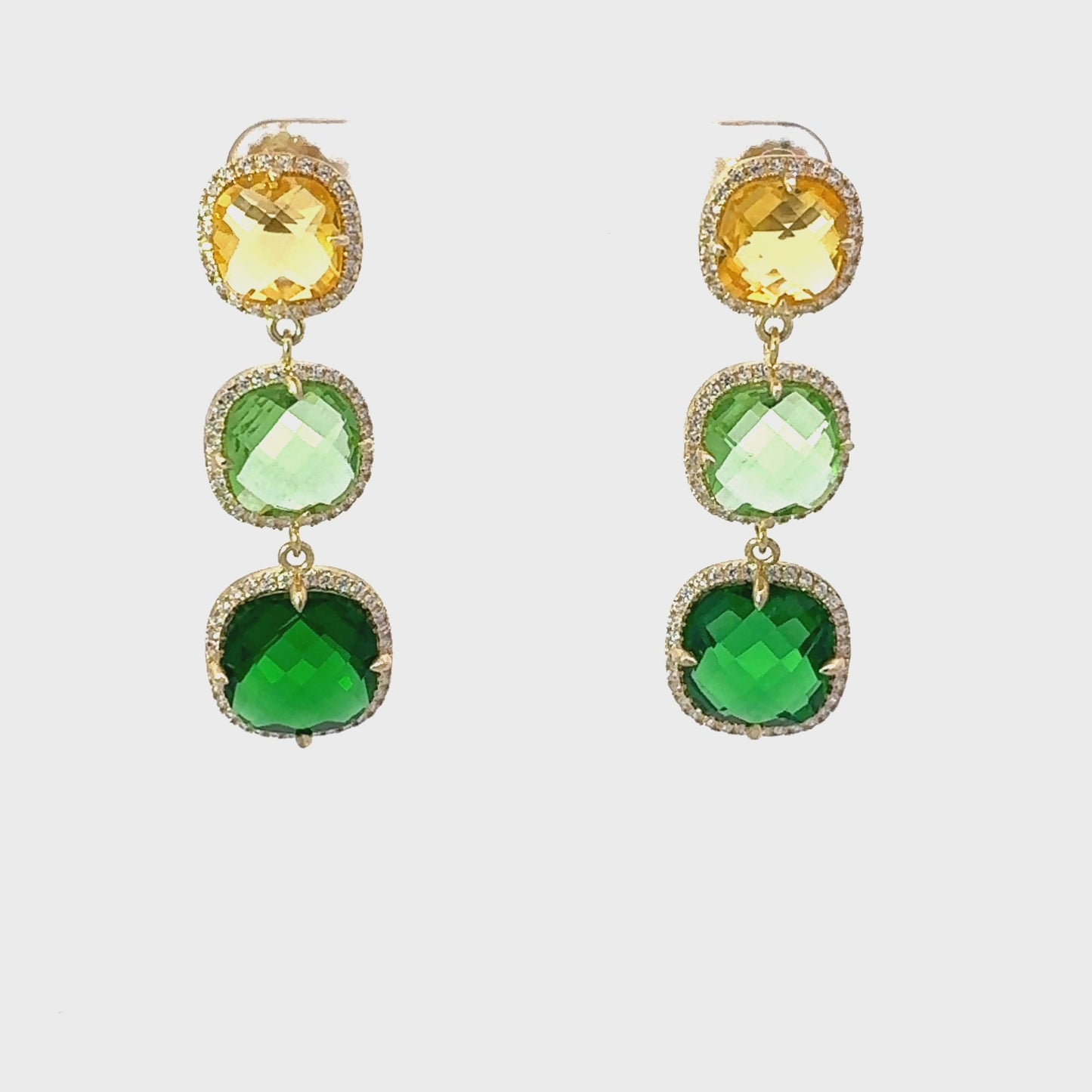 Knightsbridge Earrings Gold Green Citrus