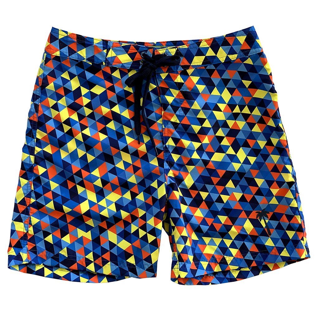 La Palma Eco-Beachwear Surf Geometric Blue 17" Boardshorts