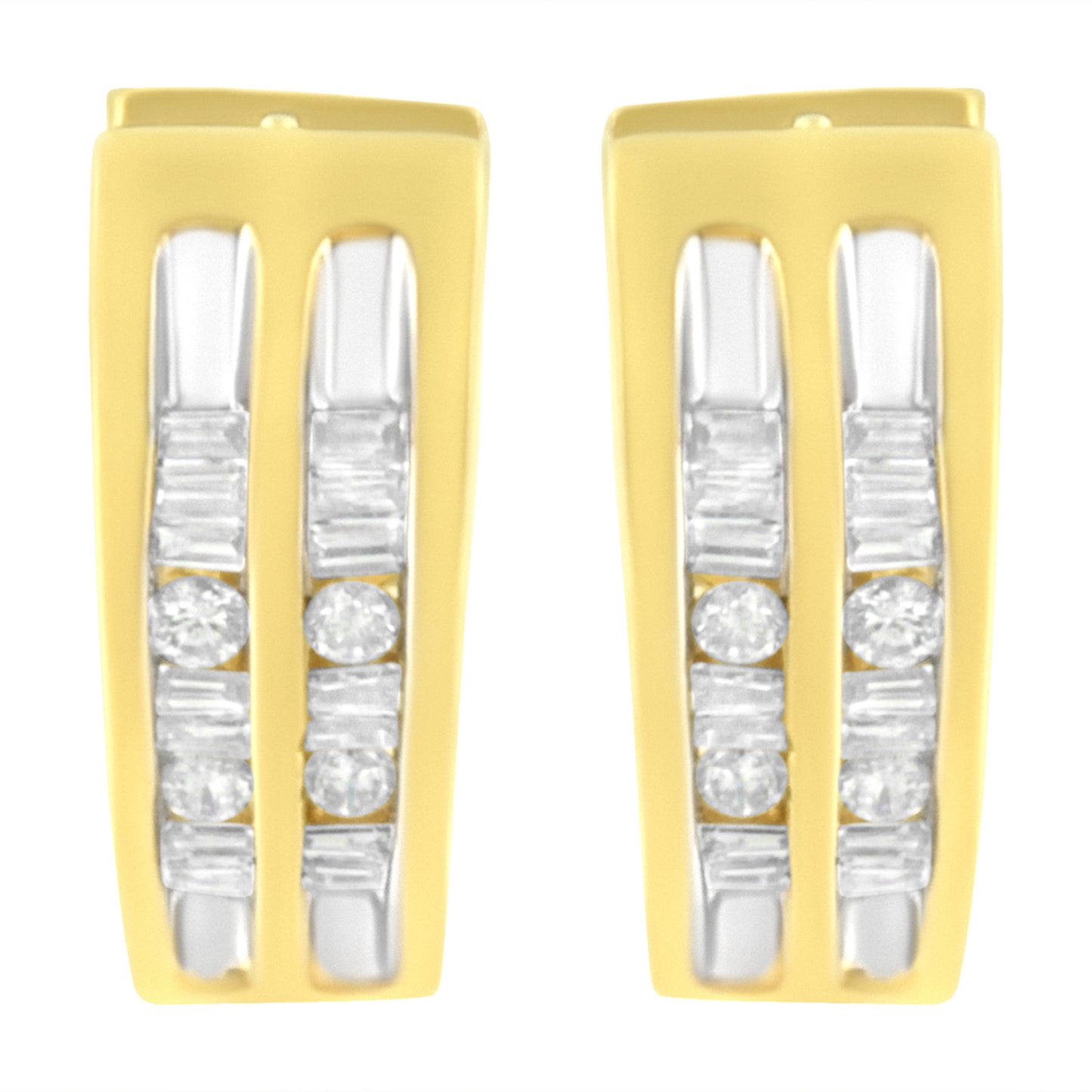 10K Yellow Gold 1/2 cttw Diamond Huggy Heart Hoop Earrings (I-J Clarity, I2-I3 Color)
