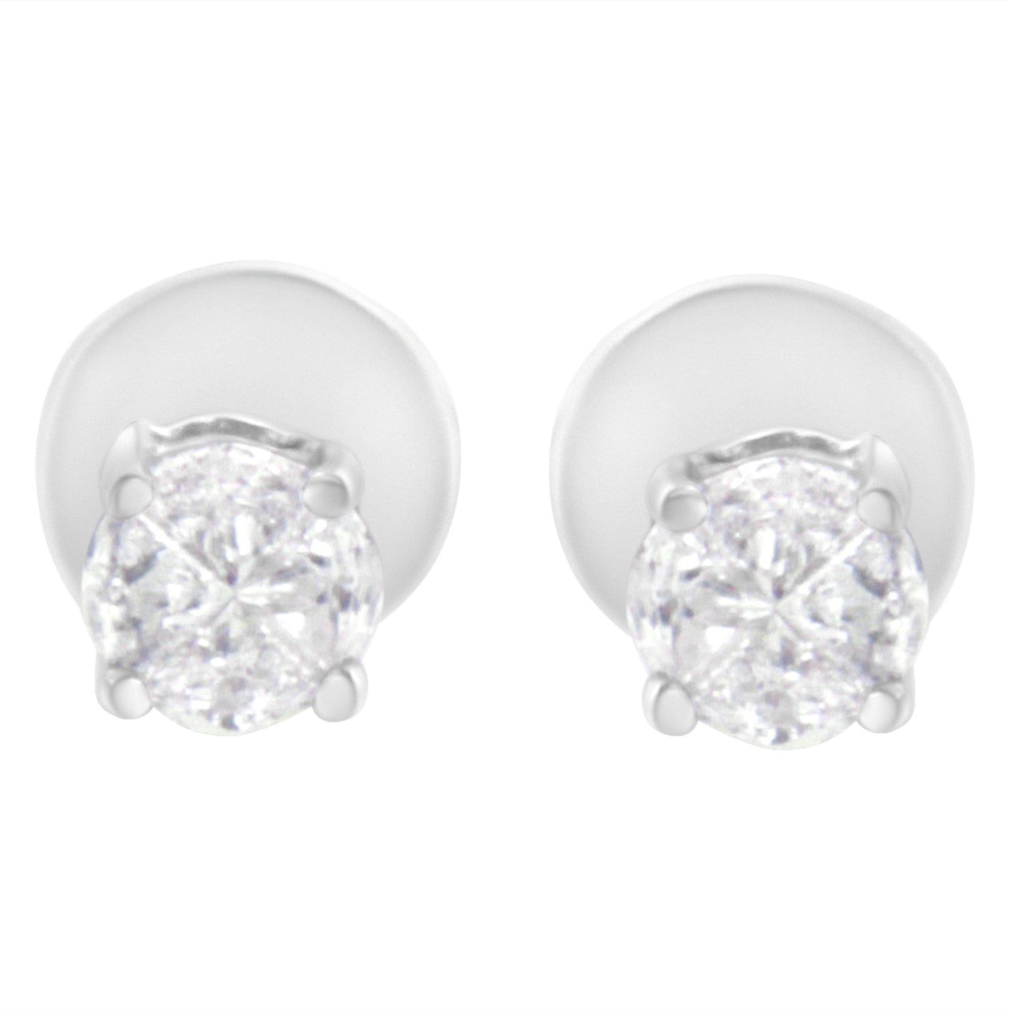 14K White Gold 1/2 Cttw Pie-Cut Diamond Solitaire Stud Earrings (H-I Color, SI1-SI2 Clarity)