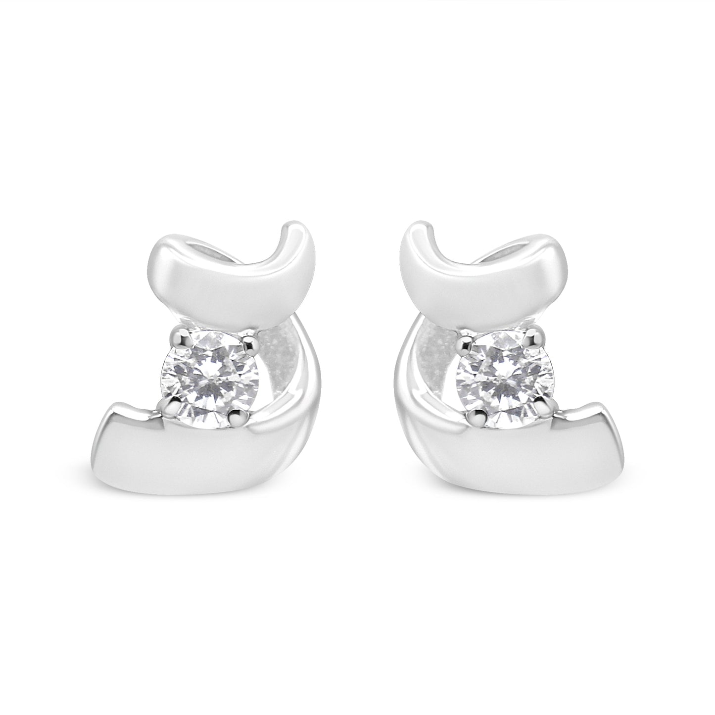 .925 Sterling Silver Round Cut Diamond Fashion Stud Earrings (0.10 cttw, I-J Color, I2-I3 Clarity)