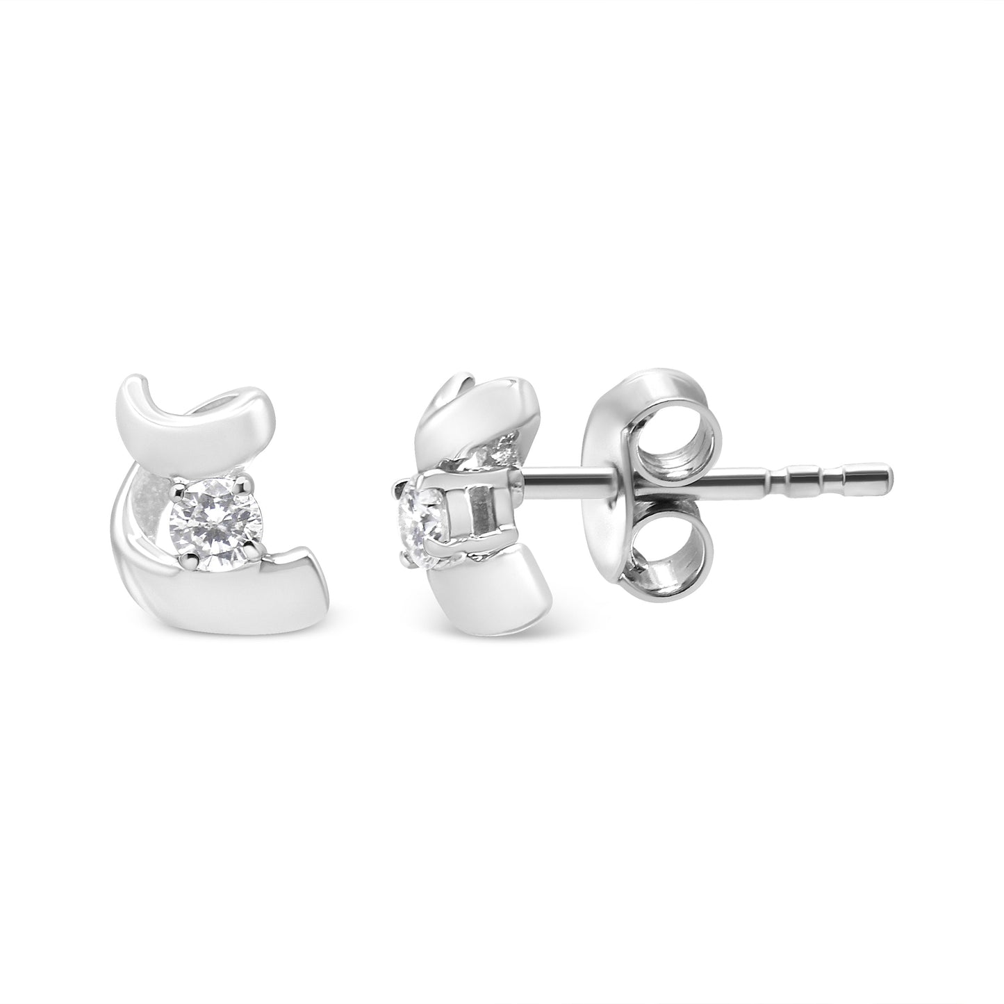 .925 Sterling Silver Round Cut Diamond Fashion Stud Earrings (0.10 cttw, I-J Color, I2-I3 Clarity)