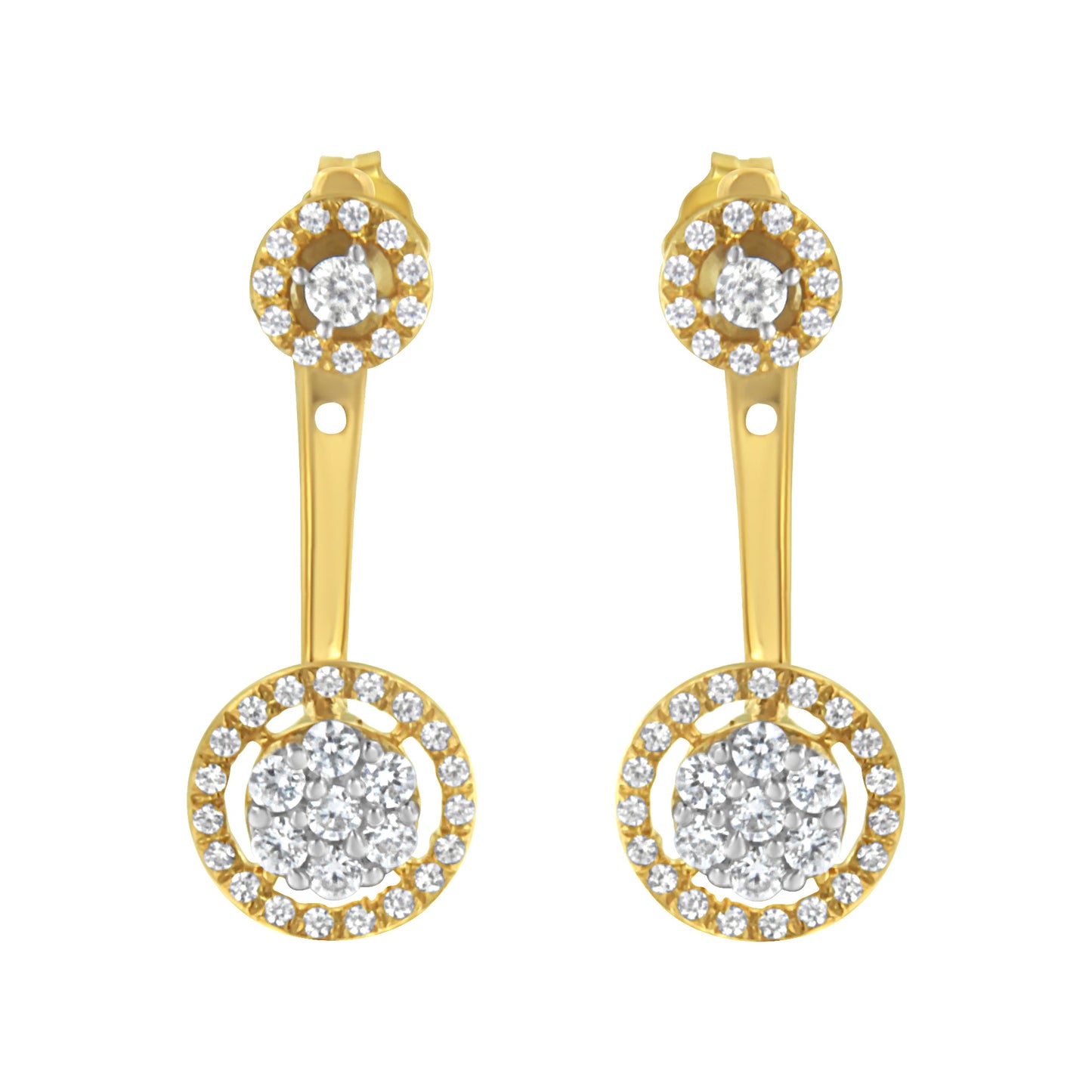 14K Yellow Gold Plated .925 Sterling Silver 5/8 Cttw Diamond Removable Stud and Dangle Earrings (I-J Color, I2-I3)