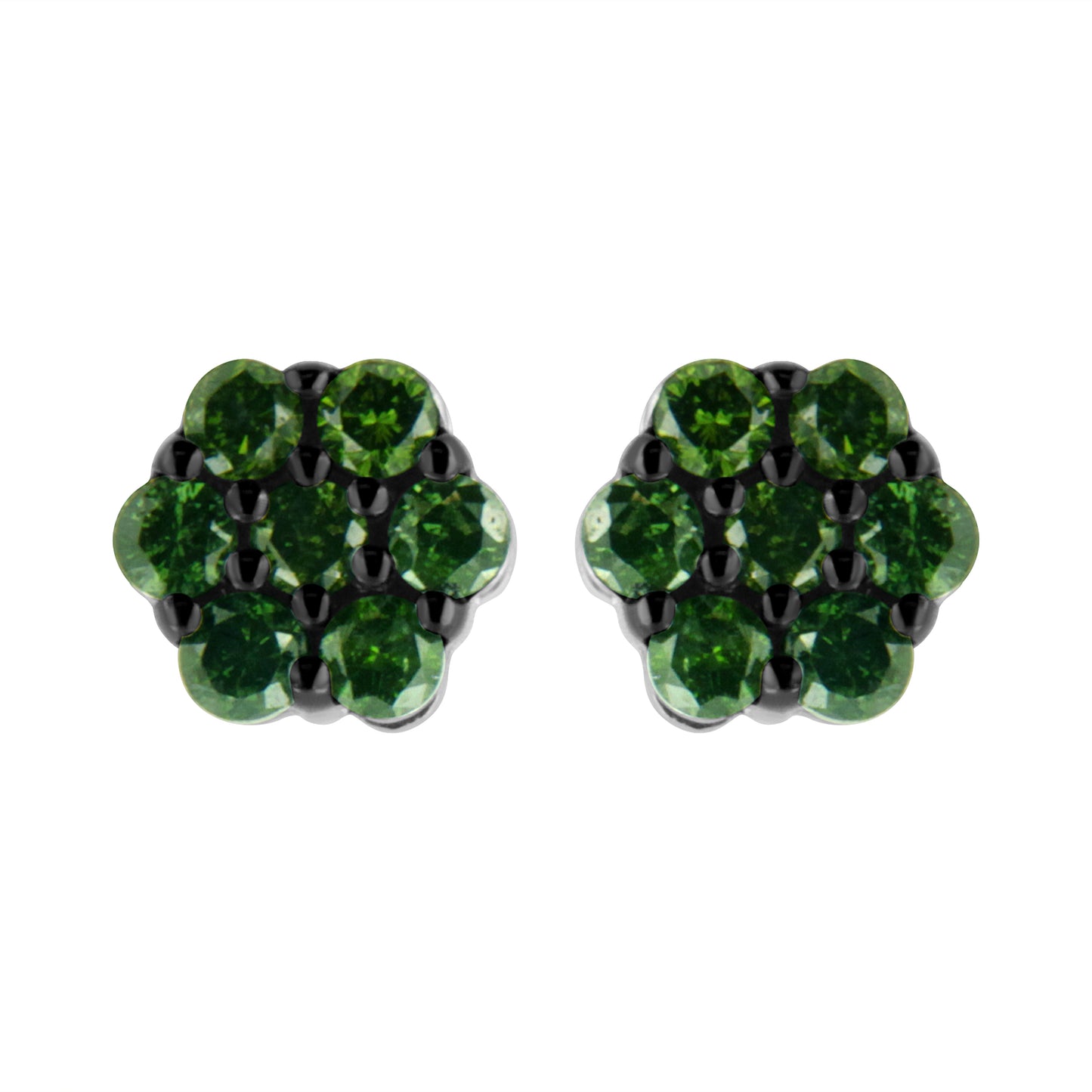 .925 Sterling Silver 1/4 Cttw Treated Yellow Diamond Floral Stud Earrings (Yellow Color, I1-I2 Clarity)