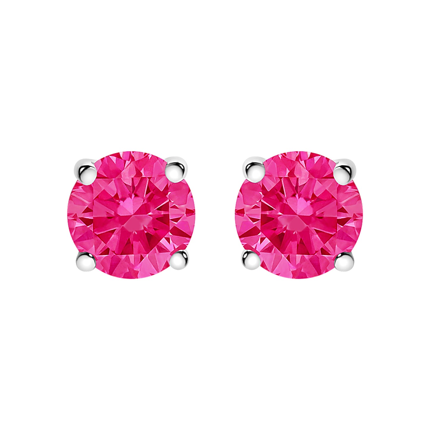 14K White Gold 1/2 Cttw Round Brilliant Cut Lab Grown Pink Diamond 4-Prong Classic Solitaire Earrings (Pink Color, VVS2-VS1 Clarity)