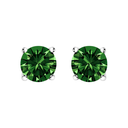 14K White Gold 1.0 Cttw Lab Grown Green Diamond Classic Solitaire Stud Earrings