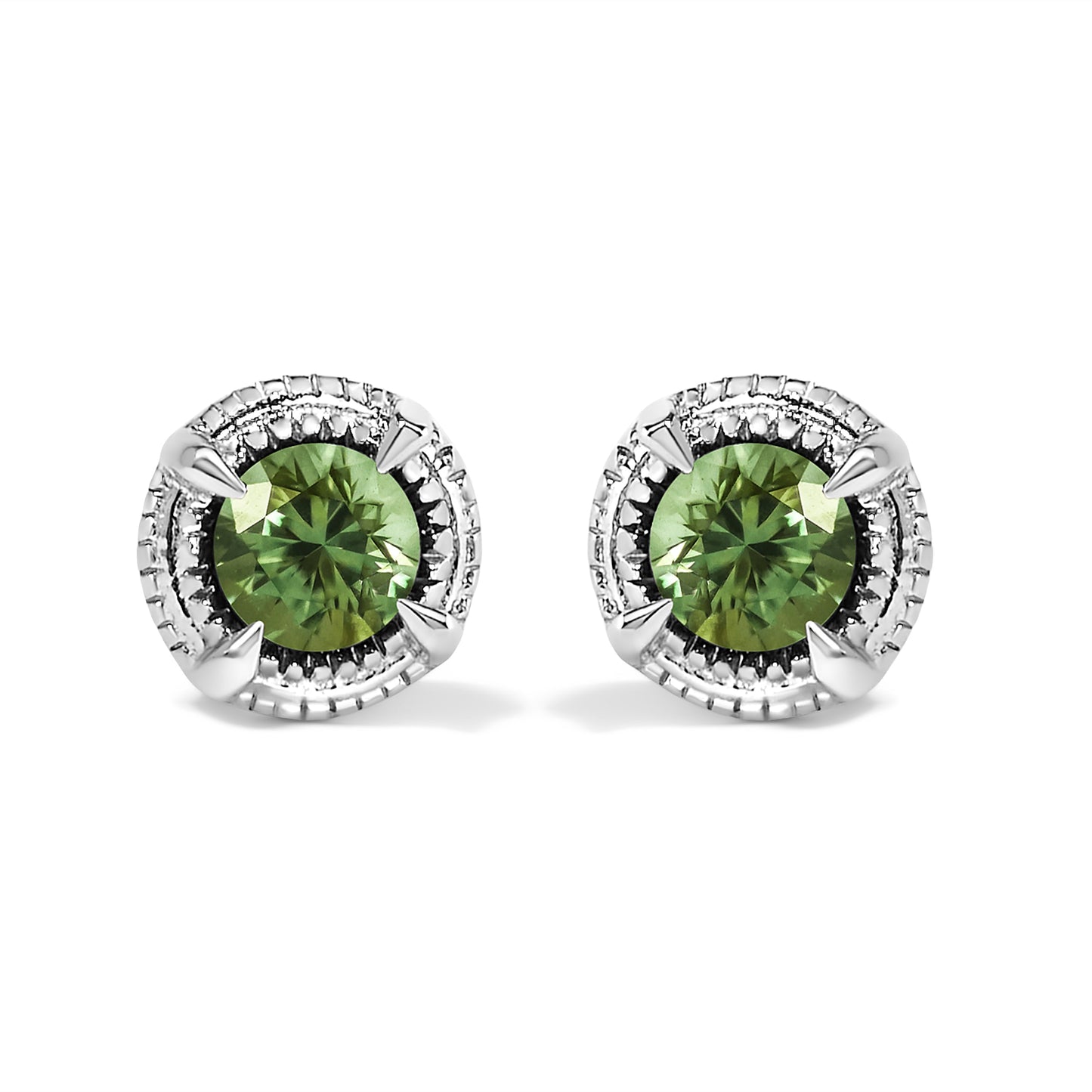 .925 Sterling Silver 1 cttw Treated Black Diamond Modern 4-Prong Solitaire Milgrain Stud Earrings (Black Color, I1-I2 Clarity)