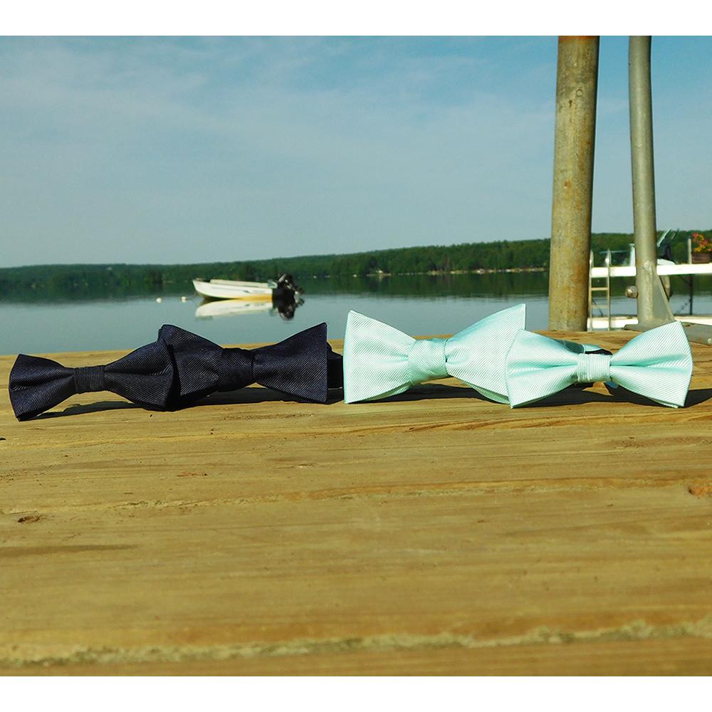 Solid Color Bow Tie - Navy, Woven Silk, Kids Pre-Tied