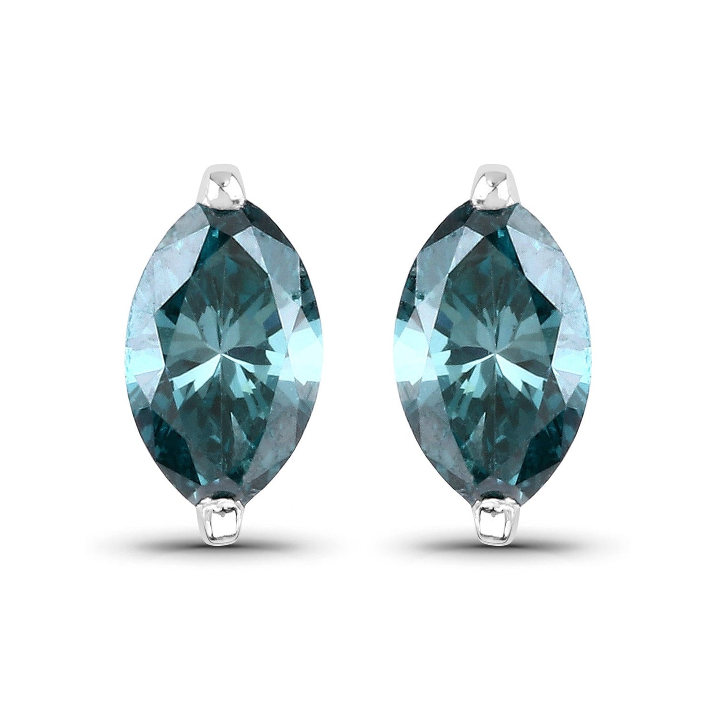 0.69 Carat Genuine Blue Diamond 14K White Gold Earrings