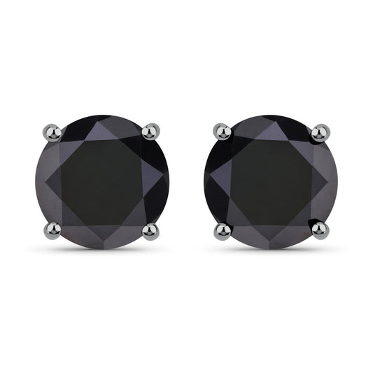 3.08 Carat Genuine Black Diamond 14K White Gold Earrings