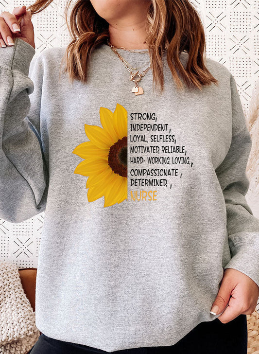 Sudadera de enfermera con diseño de girasol