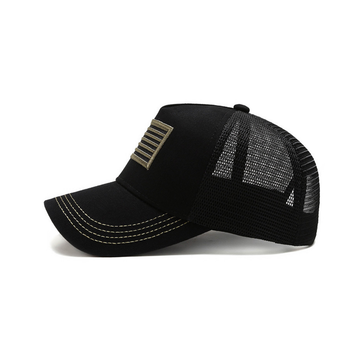 Gorra de camionero con bandera estadounidense y correa ajustable