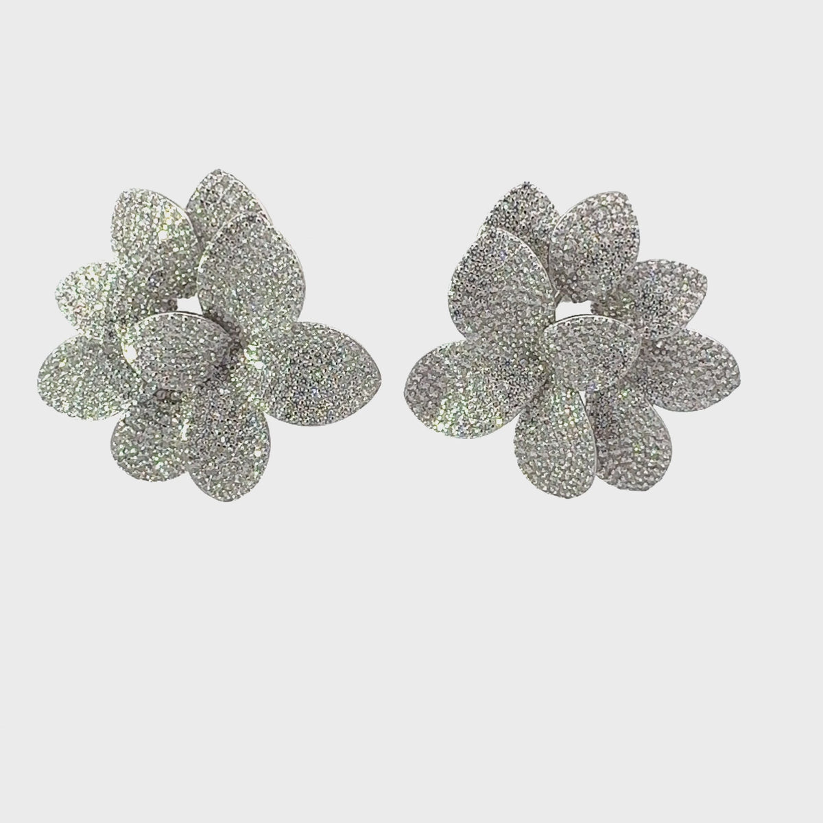 Amaryllis Flower Large Stud Earrings Silver
