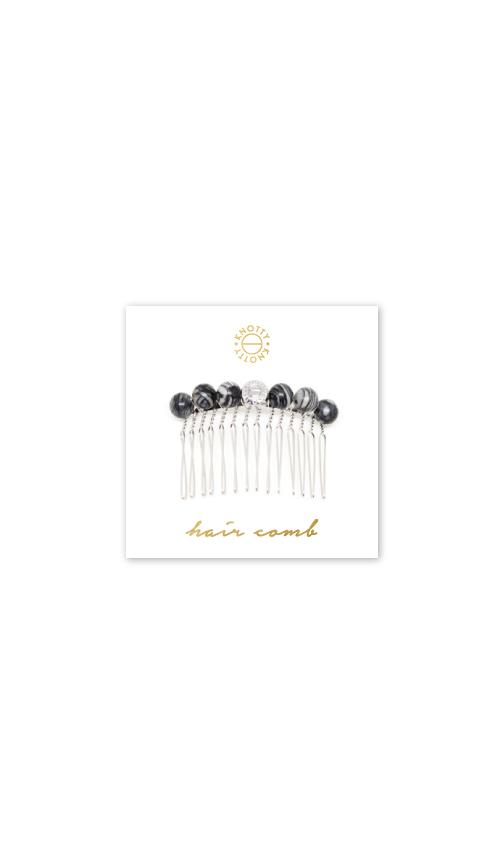 Tessa Hair Comb | Black Silk Stone/Rhodium