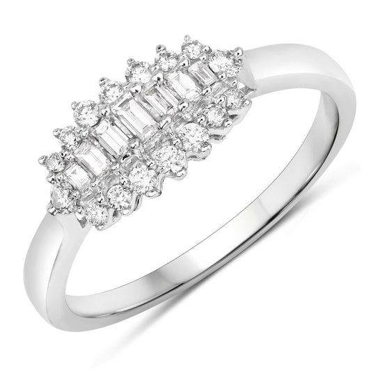 0.37 Carat Genuine White Diamond 14K White Gold Ring (E-F Color, VS-SI Clarity)