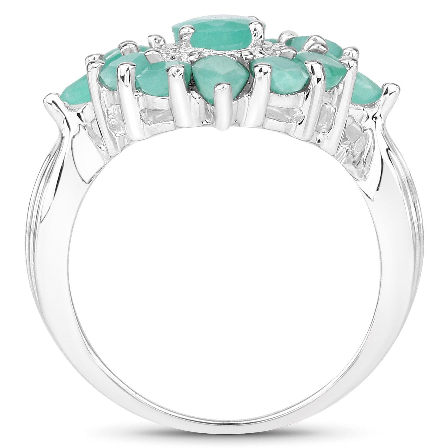 2.37 Carat Genuine Emerald .925 Sterling Silver Ring