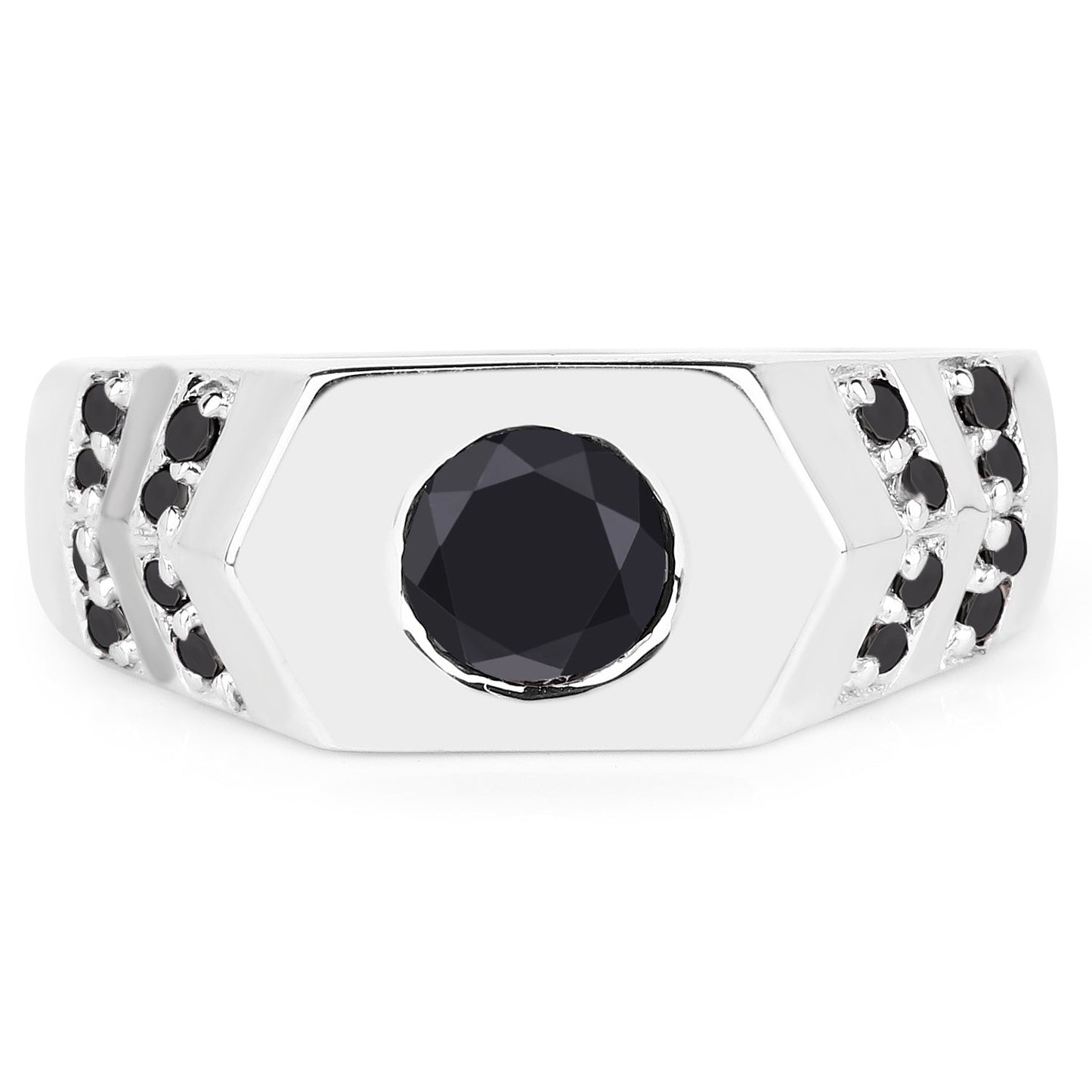1.53 Carat Genuine Black Diamond .925 Sterling Silver Ring