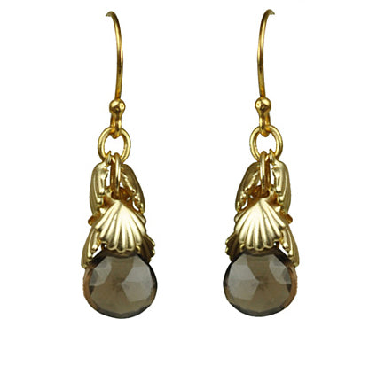 Shell Cluster Smoky Topaz Earrings