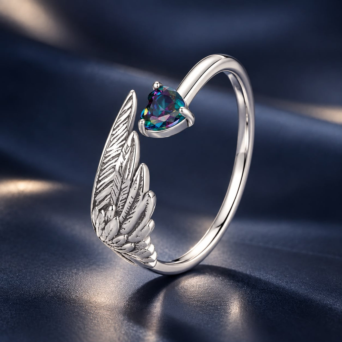 925 Sterling Silver Transparent Glass Ring for Women