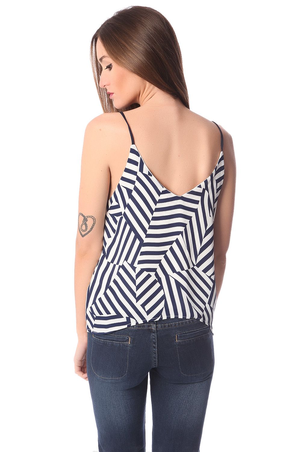 Top camisola con estampado geométrico azul