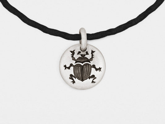 Scarab Beetle Charm Bracelet in Sterling Silver