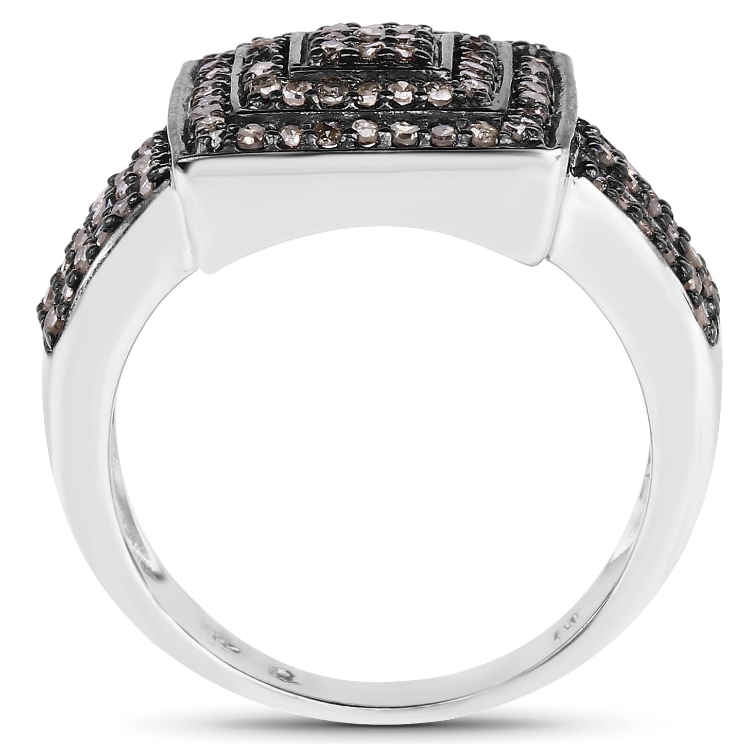 0.42 Carat Genuine Champagne Diamond .925 Sterling Silver Ring