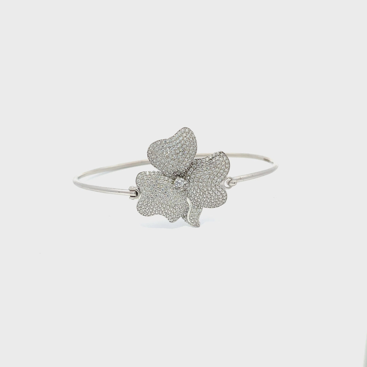 Flower Large Statement Cuff Bracelet Silver