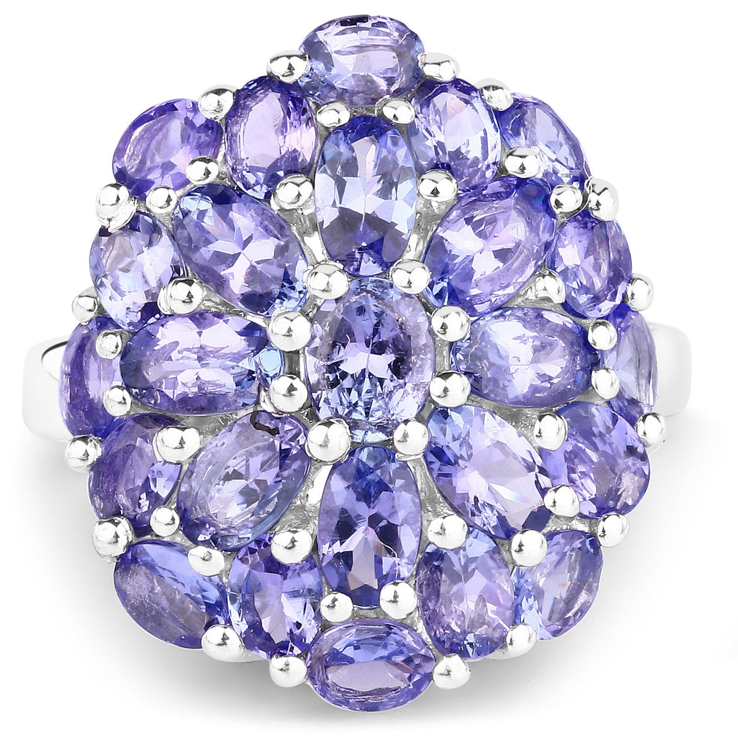 7.08 Carat Genuine Tanzanite .925 Sterling Silver Ring