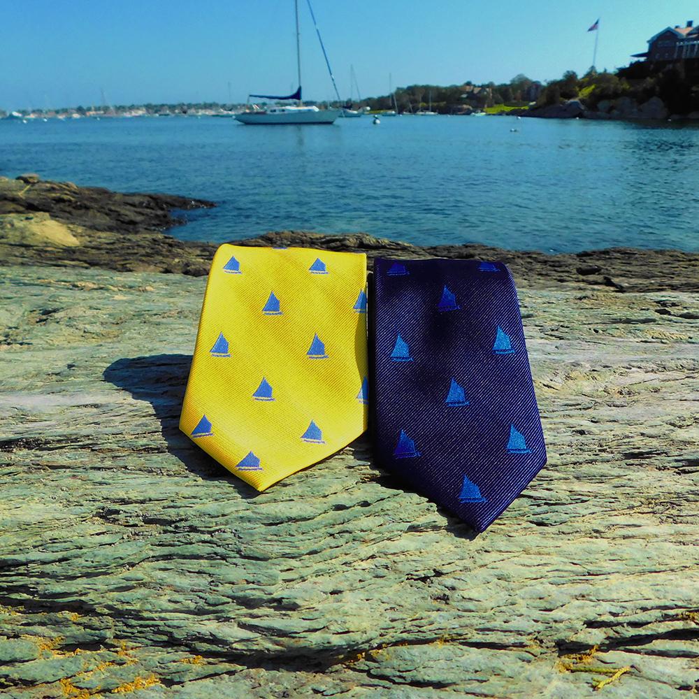 Sailboat Necktie - Navy, Woven Silk